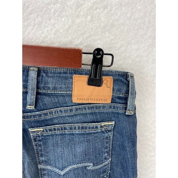 Vintage Revolution Pants Womens 25 Blue Denim Jeans Dark Wash Skinny Low Down - Picture 7 of 8